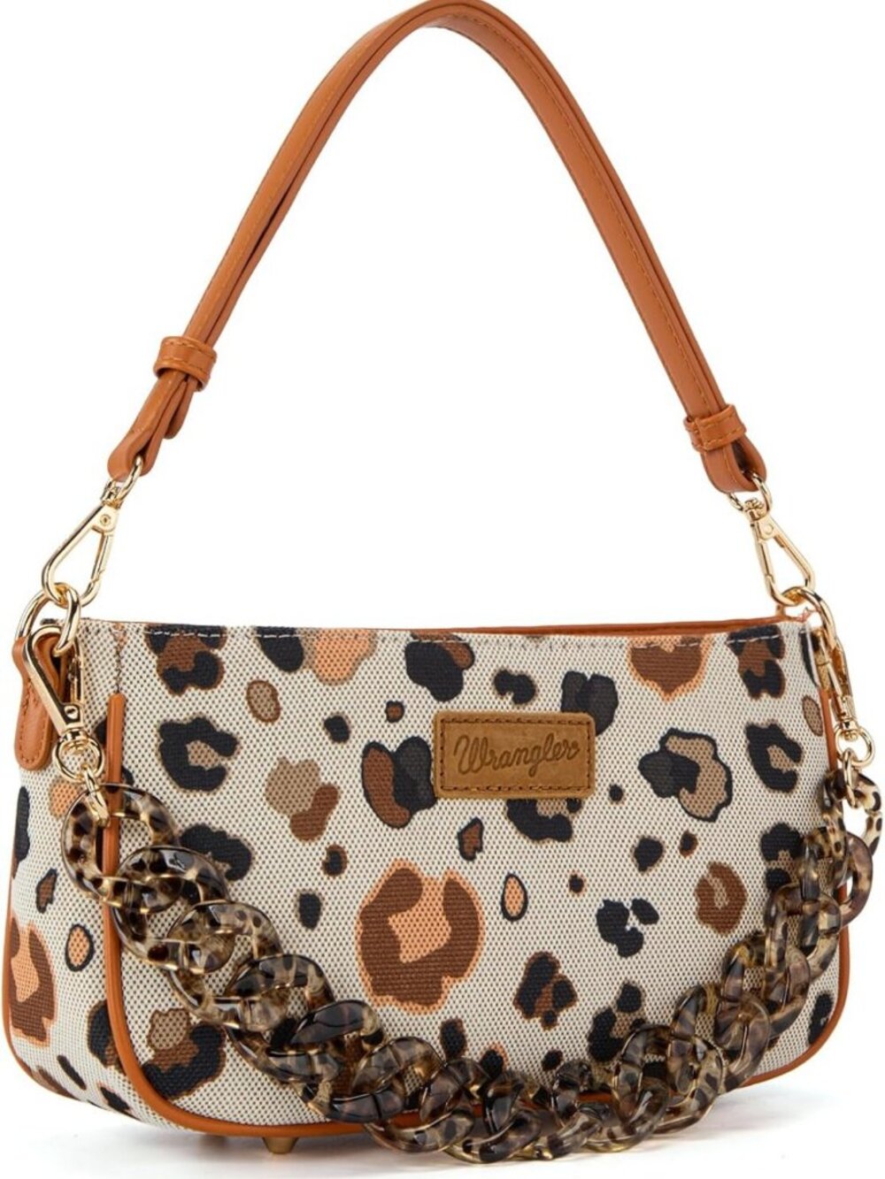 Cheetah Print Small Shoulder Bag Clutch Purse Hobo Handbag with Acrylic Strap